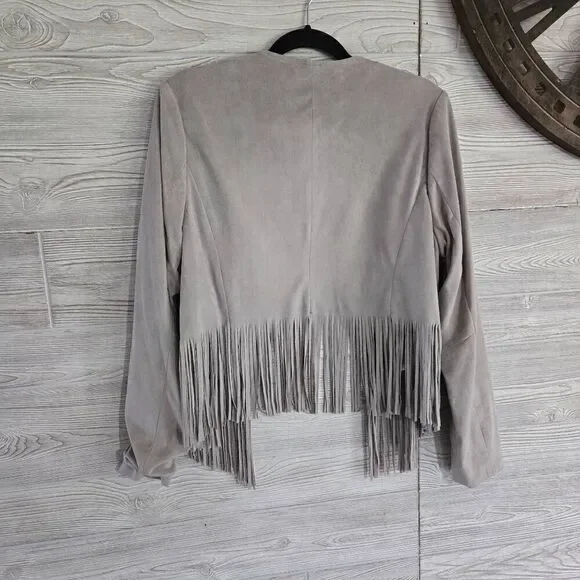 Torrid Suede Fringe Jacket Womens SZ 0 (L/12) Tan Bolaro Faux Cropped - Picture 5 of 6